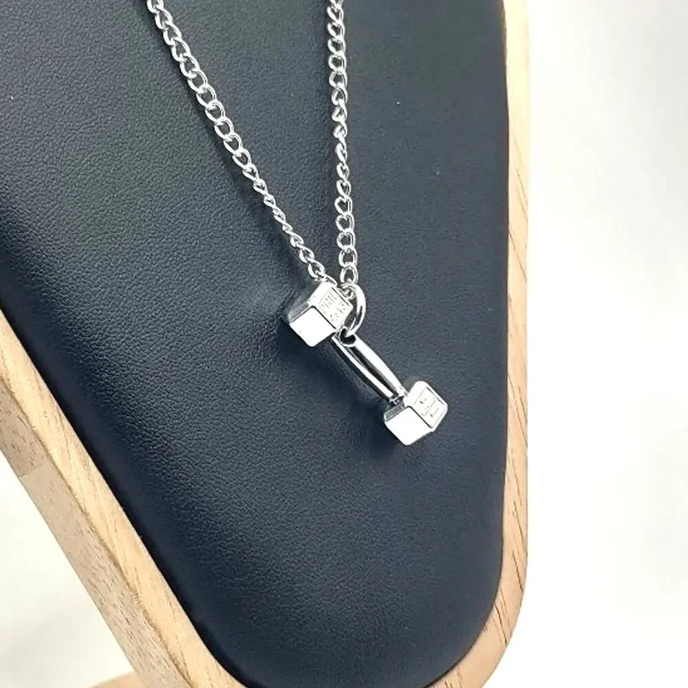 Philippians 4:13 Dumbbell Necklace Christian Fitness Valentine's Stainless NEW